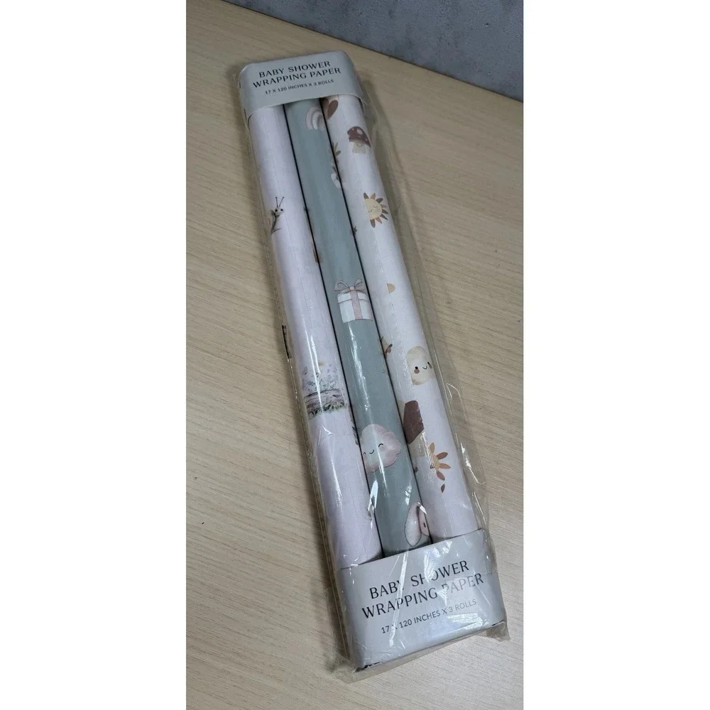 Beautiful‎ Gift Wrapping Paper Rolls for Baby Shower - Cute Set of 3